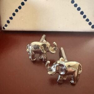Silver Banana Republic Elephant Cufflinks
